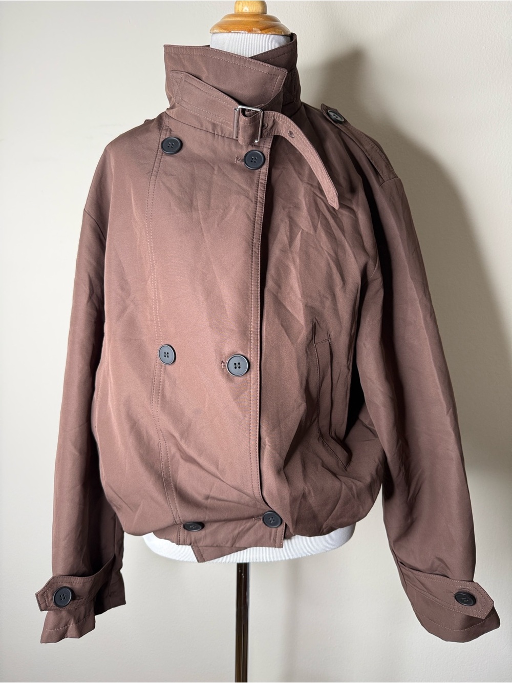 Commense Light Brown Loose Fit Trench Bomber Jacket NWT S
